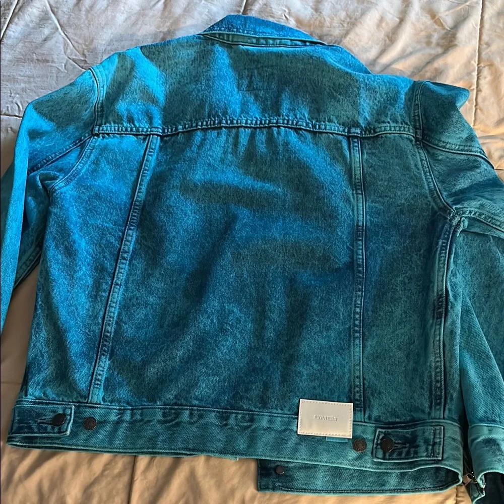 Edition Express Blue/Green Washed Denim Jacket - Picture 5 of 6